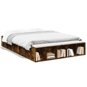 Estructura de cama madera de ingeniería roble ahumado 140x190cm de vidaXL, Camas y somieres - Ref: Foro24-3280584, Precio: 13...