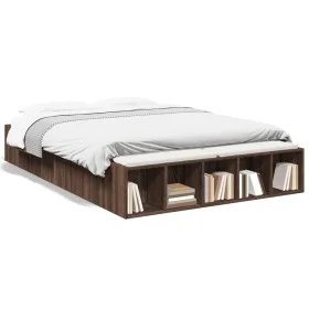 Estructura de cama madera de ingeniería marrón roble 120x190 cm de vidaXL, Camas y somieres - Ref: Foro24-3280600, Precio: 12...