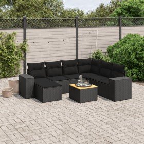 Set de sofás de jardín 8 piezas y cojines ratán sintético negro en Conjuntos de jardín | Comprar online en Foru.es