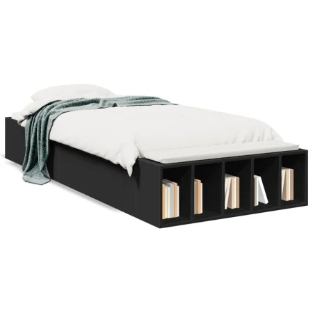 Black engineered wood bed frame 90x190 cm by vidaXL, Beds and slatted bases - Ref: Foro24-3280616, Price: 104,79 €, Discount: %