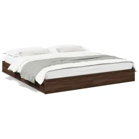 Cama con cajones madera ingeniería marrón roble 200x200 cm de vidaXL, Camas y somieres - Ref: Foro24-3280635, Precio: 194,88 ...