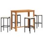 Mesa y taburetes de jardín 5 pzas madera acacia ratán PE negro de vidaXL, Conjuntos de jardín - Ref: Foro24-3295283, Precio: ...