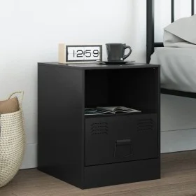 Mesita de noche acero negra 34,5x39x44 cm de vidaXL, Mesitas de noche - Ref: Foro24-841751, Precio: 51,63 €, Descuento: %