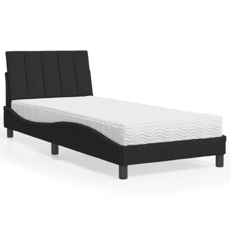 Cama con colchón terciopelo negro 90x190 cm de vidaXL, Camas y somieres - Ref: Foro24-3208570, Precio: 262,76 €, Descuento: %