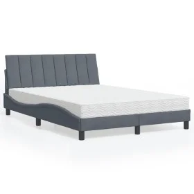 Bed with dark gray velvet mattress 140x190 cm by vidaXL, Beds and slatted bases - Ref: Foro24-3208593, Price: 383,28 €, Disco...