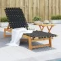Tumbona de madera maciza de acacia y tela negra de vidaXL, Tumbonas - Ref: Foro24-366507, Precio: 121,35 €, Descuento: %