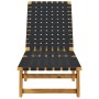 Tumbona de madera maciza de acacia y tela negra de vidaXL, Tumbonas - Ref: Foro24-366507, Precio: 120,43 €, Descuento: %