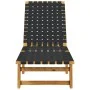Tumbona de madera maciza de acacia y tela negra de vidaXL, Tumbonas - Ref: Foro24-366507, Precio: 121,35 €, Descuento: %