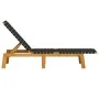 Tumbona de madera maciza de acacia y tela negra de vidaXL, Tumbonas - Ref: Foro24-366507, Precio: 121,35 €, Descuento: %