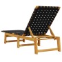 Tumbona de madera maciza de acacia y tela negra de vidaXL, Tumbonas - Ref: Foro24-366507, Precio: 120,43 €, Descuento: %