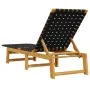 Tumbona de madera maciza de acacia y tela negra de vidaXL, Tumbonas - Ref: Foro24-366507, Precio: 121,35 €, Descuento: %