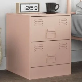 Mesita de noche acero rosa 34,5x39x44 cm de vidaXL, Mesitas de noche - Ref: Foro24-841621, Precio: 53,41 €, Descuento: %