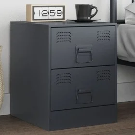 Mesita de noche acero gris antracita 34,5x39x44 cm de vidaXL, Mesitas de noche - Ref: Foro24-841623, Precio: 53,41 €, Descuen...