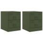 Mesitas de noche 2 unidades acero verde 34,5x39x44 cm de vidaXL, Mesitas de noche - Ref: Foro24-841628, Precio: 93,28 €, Desc...
