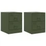 Mesitas de noche 2 unidades acero verde 34,5x39x44 cm de vidaXL, Mesitas de noche - Ref: Foro24-841628, Precio: 92,36 €, Desc...
