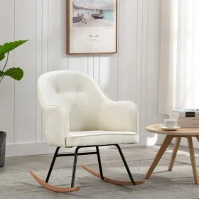 Cream White Velvet Rocking Chair by vidaXL, Rocking chairs - Ref: Foro24-289901, Price: 174,34 €, Discount: %