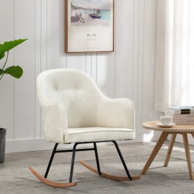 Silla mecedora de terciopelo blanco crema de vidaXL, Mecedoras - Ref: Foro24-289901, Precio: 176,60 €, Descuento: %