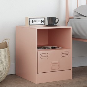 Mesita de noche acero rosa 34,5x39x44 cm de vidaXL, Mesitas de noche - Ref: Foro24-841753, Precio: 54,46 €, Descuento: %