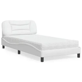 Cama con colchón cuero sintético blanco 100x200 cm de vidaXL, Camas y somieres - Ref: Foro24-3208704, Precio: 332,17 €, Descu...