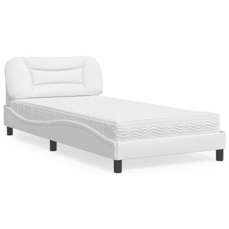 Cama con colchón cuero sintético blanco 100x200 cm de vidaXL, Camas y somieres - Ref: Foro24-3208704, Precio: 305,08 €, Descu...