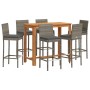 Mesa y taburetes de jardín 7 pzas madera acacia ratán PE gris de vidaXL, Conjuntos de jardín - Ref: Foro24-3295281, Precio: 6...