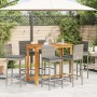 Mesa y taburetes de jardín 7 pzas madera acacia ratán PE gris de vidaXL, Conjuntos de jardín - Ref: Foro24-3295281, Precio: 6...