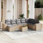 Set de sofás de jardín 9 pzas con cojines ratán sintético beige en Conjuntos de jardín | Comprar online en Foru.es
