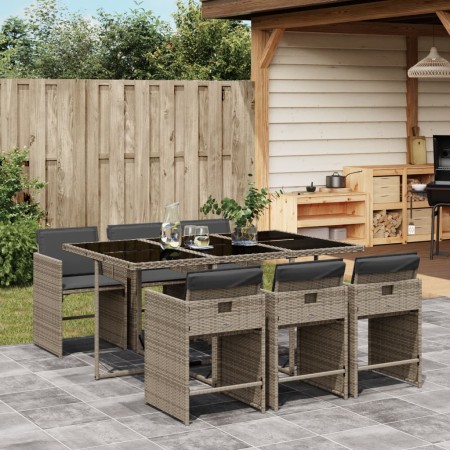 Set comedor jardín 7 pzas y cojines ratán sintético gris de vidaXL, Conjuntos de jardín - Ref: Foro24-3277855, Precio: 422,82...