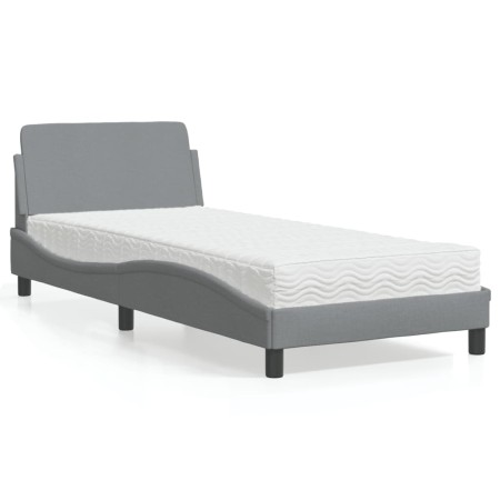 Cama con colchón tela gris claro 90x190 cm de vidaXL, Camas y somieres - Ref: Foro24-3208304, Precio: 246,89 €, Descuento: %