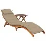 Tumbona de jardín con mesa y cojín madera maciza de acacia de vidaXL, Tumbonas - Ref: Foro24-3061590, Precio: 191,14 €, Descu...