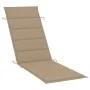 Tumbona de jardín con mesa y cojín madera maciza de acacia de vidaXL, Tumbonas - Ref: Foro24-3061590, Precio: 191,14 €, Descu...