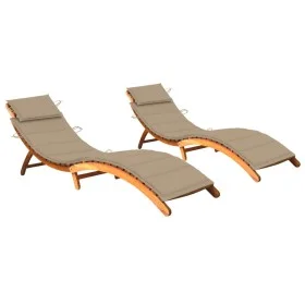 Tumbonas con cojines 2 unidades madera maciza de acacia de vidaXL, Tumbonas - Ref: Foro24-3077364, Precio: 354,30 €, Descuent...