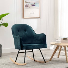 Silla mecedora de terciopelo azul de vidaXL, Mecedoras - Ref: Foro24-289518, Precio: 116,41 €, Descuento: %