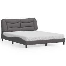Cama con colchón cuero sintético gris 160x200 cm de vidaXL, Camas y somieres - Ref: Foro24-3208734, Precio: 454,46 €, Descuen...