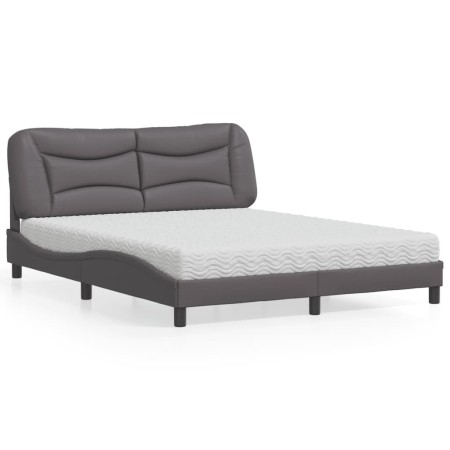 Cama con colchón cuero sintético gris 160x200 cm de vidaXL, Camas y somieres - Ref: Foro24-3208734, Precio: 454,46 €, Descuen...