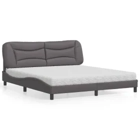 Cama con colchón cuero sintético gris 180x200 cm de vidaXL, Camas y somieres - Ref: Foro24-3208741, Precio: 450,92 €, Descuen...