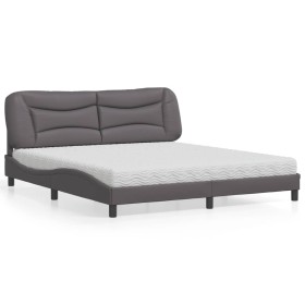 Cama con colchón cuero sintético gris 180x200 cm de vidaXL, Camas y somieres - Ref: Foro24-3208741, Precio: 457,51 €, Descuen...