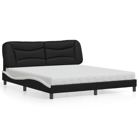 Cama con colchón cuero sintético negro y blanco 180x200 cm de vidaXL, Camas y somieres - Ref: Foro24-3208743, Precio: 464,34 ...