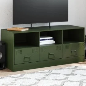 Mueble de TV de acero verde oliva 99x39x44 cm de vidaXL, Muebles TV - Ref: Foro24-841737, Precio: 109,26 €, Descuento: %