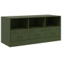 Mueble de TV de acero verde oliva 99x39x44 cm de vidaXL, Muebles TV - Ref: Foro24-841737, Precio: 110,15 €, Descuento: %