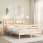 Estructura de cama de matrimonio con cabecero madera maciza de vidaXL, Camas y somieres - Ref: Foro24-3194411, Precio: 124,44...