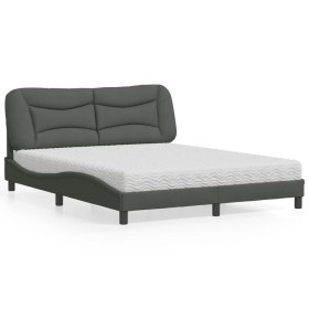 Cama con colchón de tela gris oscuro 160x200 cm de vidaXL, Camas y somieres - Ref: Foro24-3208542, Precio: 459,95 €, Descuent...