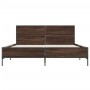 Estructura cama madera ingeniería metal marrón roble 150x200 cm de vidaXL, Camas y somieres - Ref: Foro24-3280006, Precio: 15...