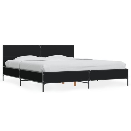 Estructura de cama madera de ingeniería y metal negro 180x200cm de vidaXL, Camas y somieres - Ref: Foro24-3280012, Precio: 16...
