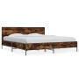 Estructura cama madera ingeniería metal roble ahumado 200x200cm de vidaXL, Camas y somieres - Ref: Foro24-3280019, Precio: 16...