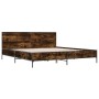 Estructura cama madera ingeniería metal roble ahumado 200x200cm de vidaXL, Camas y somieres - Ref: Foro24-3280019, Precio: 16...