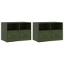 Muebles para TV 2 unidades acero verde oliva 67x39x44 cm de vidaXL, Muebles TV - Ref: Foro24-841748, Precio: 131,14 €, Descue...