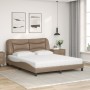 Cama con colchón cuero sintético capuchino 160x200 cm de vidaXL, Camas y somieres - Ref: Foro24-3208735, Precio: 458,97 €, De...