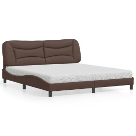 Cama con colchón cuero sintético marrón 180x200 cm de vidaXL, Camas y somieres - Ref: Foro24-3208740, Precio: 443,30 €, Descu...