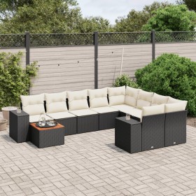 Set de sofás de jardín 10 pzas cojines ratán sintético negro en Conjuntos de jardín | Comprar online en Foru.es